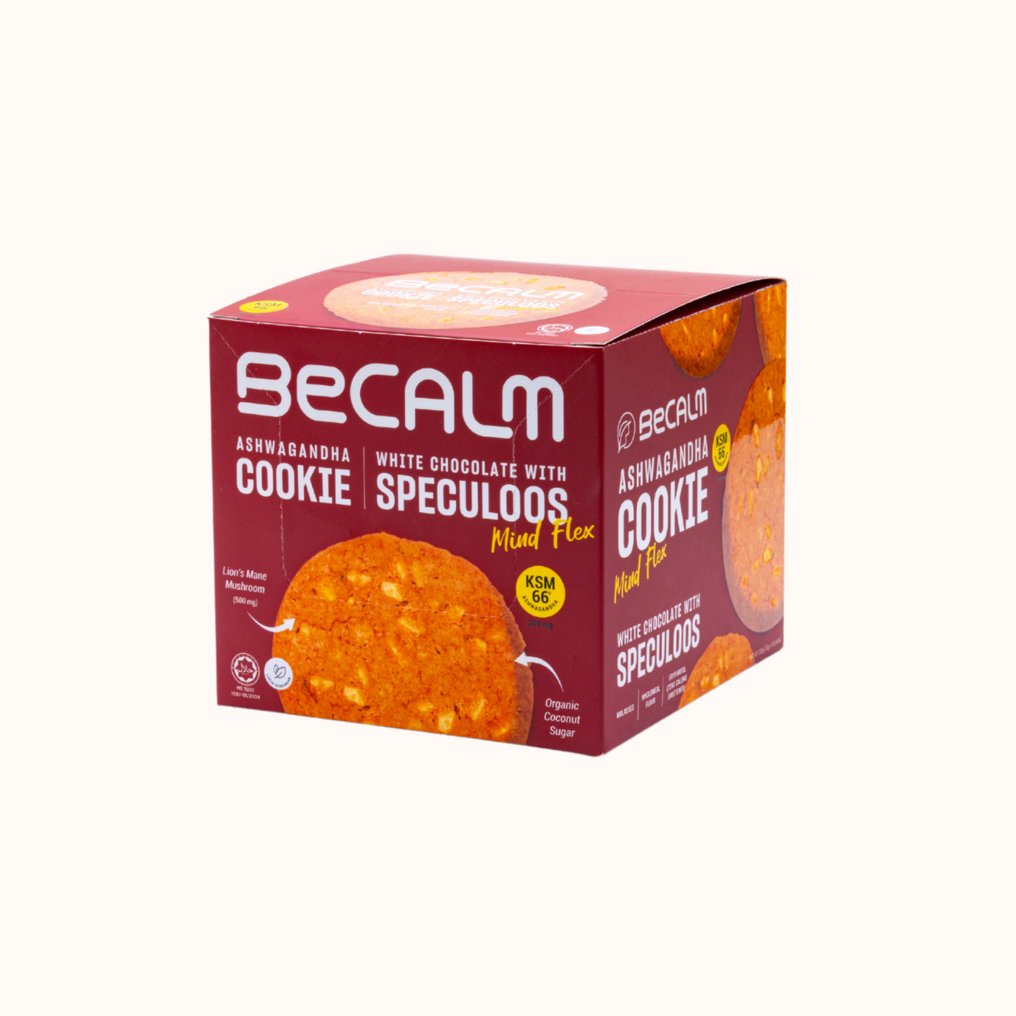 Becalm Ashwagandha Cookie - White Chocolate with Speculoos - Mind Flex, 10.58 oz (300 gm)