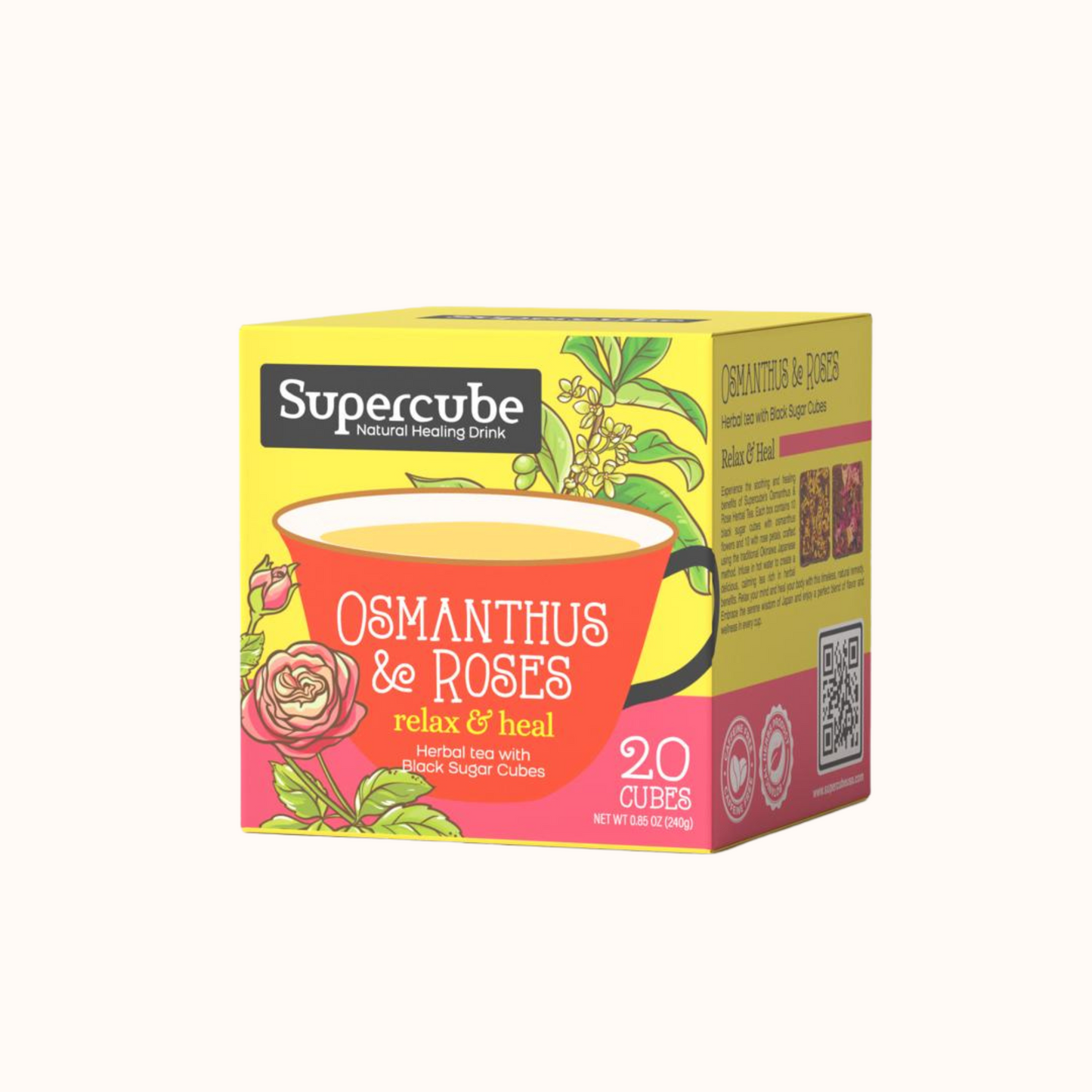 Supercube with Black Sugar Cubes: Osmanthus & Rose Herbal Tea 8.47 oz (240 gm)