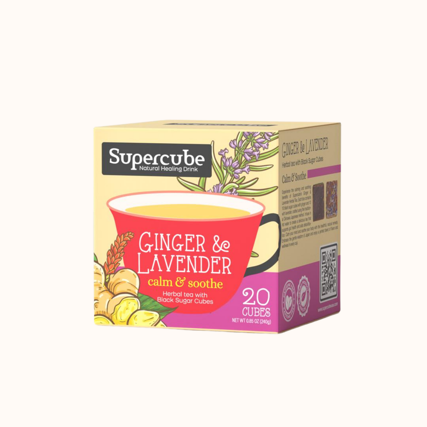 Supercube with Black Sugar Cubes: Ginger & Lavender Herbal Tea 8.47 oz (240 gm)