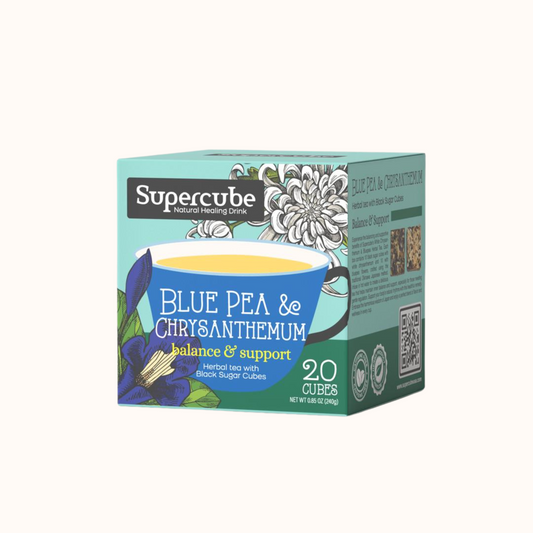 Supercube with Black Sugar Cubes: Blue Pea & Chrysanthemum Herbal Tea 8.47 oz (240 gm)