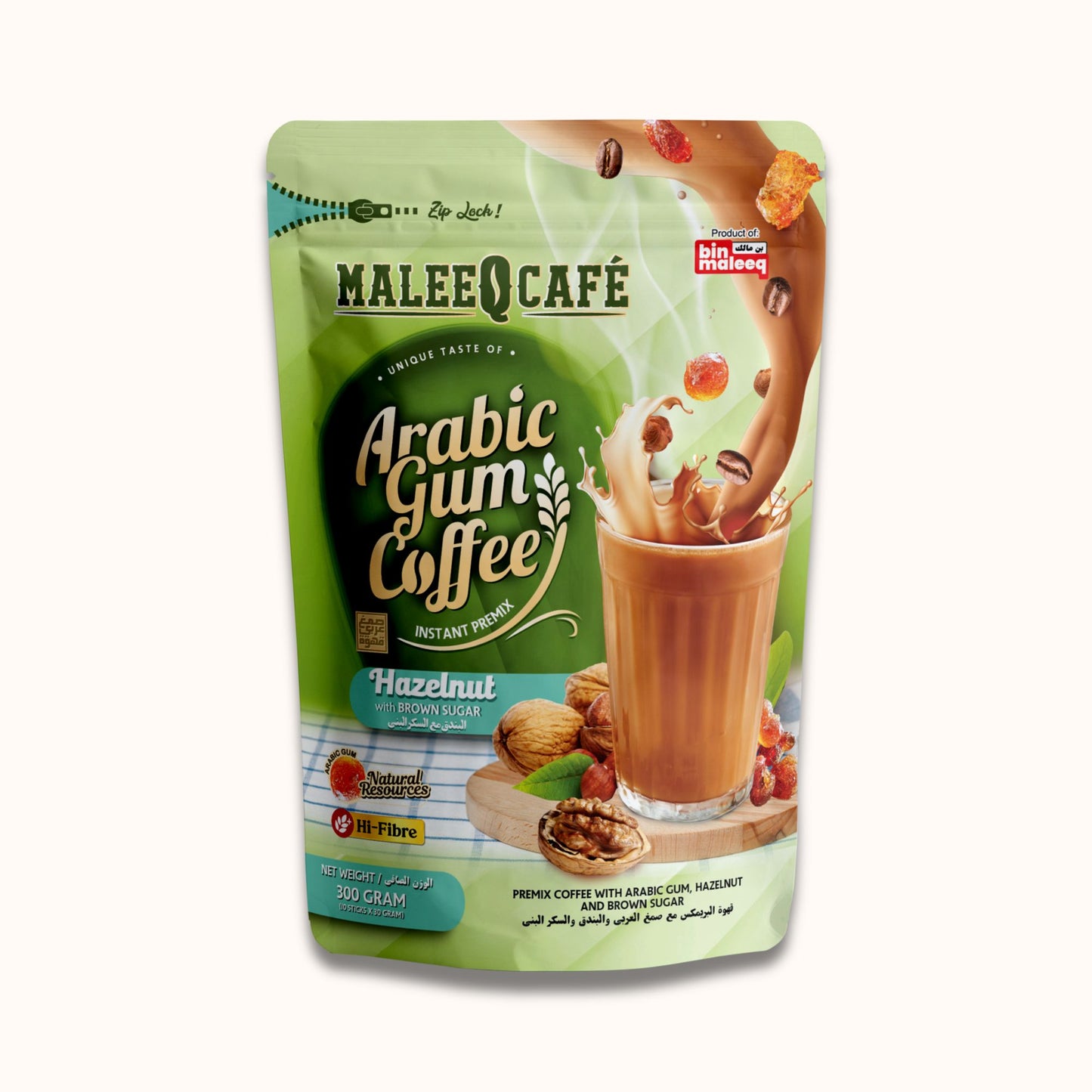 Maleeq Cafe Arabic Gum Coffee - Hazelnut 10.58 oz (300 gm)