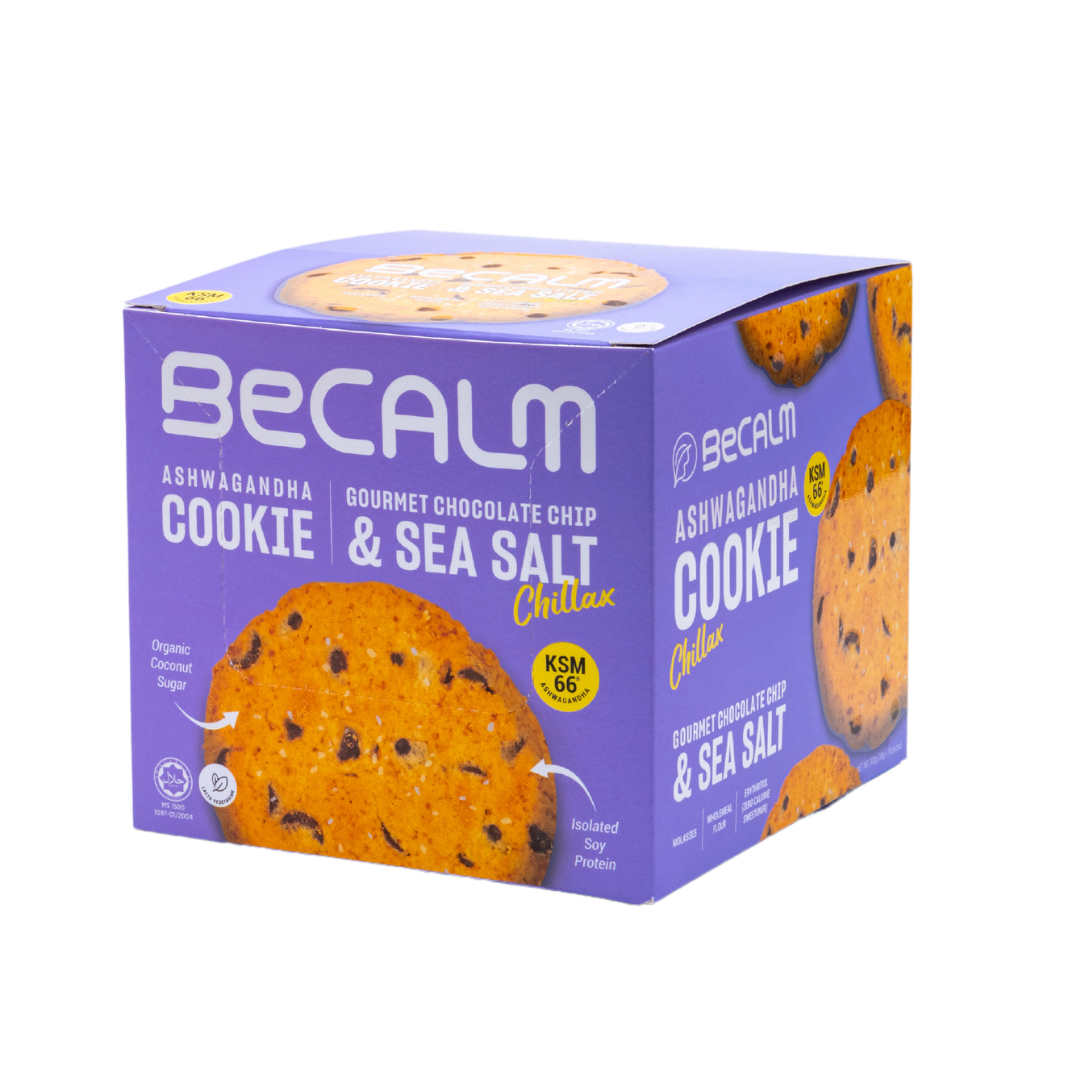 Becalm Ashwagandha Cookie - Gourment Chocolate Chip with Sea Salt - Chillax, 10.58 oz (300 gm)