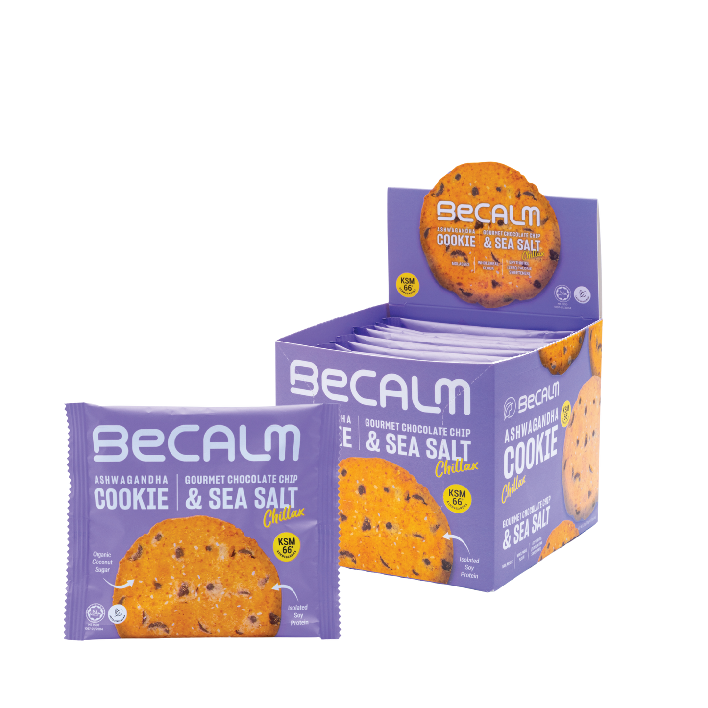 Becalm Ashwagandha Cookie - Gourment Chocolate Chip with Sea Salt - Chillax, 10.58 oz (300 gm)