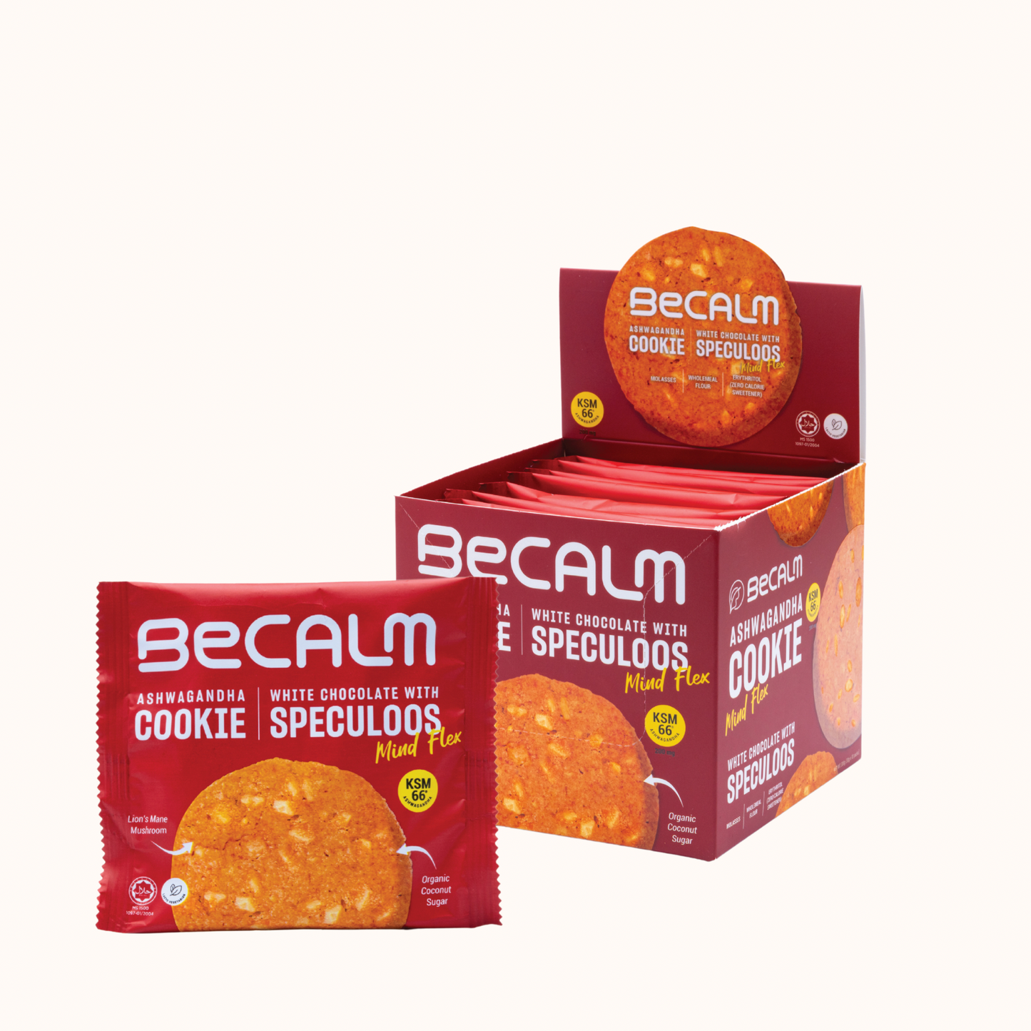 Becalm Ashwagandha Cookie - White Chocolate with Speculoos - Mind Flex, 10.58 oz (300 gm)